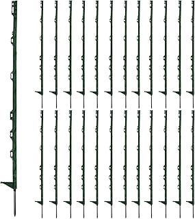 25Pcs Electric Fence Posts,4FT/ 122CM Garden Fence Post Portable Temporary Electric Fences Plastic Fence Posts Ideal for Paddock Fencing Grazing Livestock Control Horse Cattle Sheep (Green)
