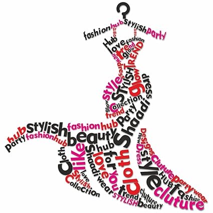 KREEPO Fashion Hub Dress Shaped Stylish Typography Wall Art Vinyl Self-Adhesive Sticker for Wall Decoration Size(40inch X 40inch)_Multicolor_kr2