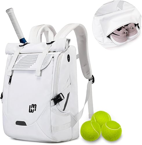 UMGG - Mochila de tenis para mujeres y hombres con capacidad para 2 raquetas con compartimento para zapatos, mochila grande de pickleball para