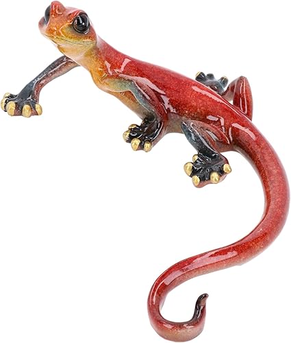 Miniatura 2 de Escultura de resina de lagarto Gecko moteado rojo para decoración de pared, tamaño mediano