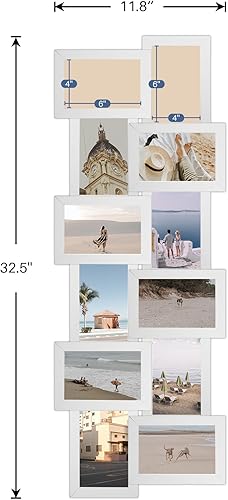 Miniatura 3 de J.M.Deco Marco de fotos de 12 aperturas para decoración de pared, marcos de fotos de 4 x 6 pulgadas, collages para decoración del hogargalería,