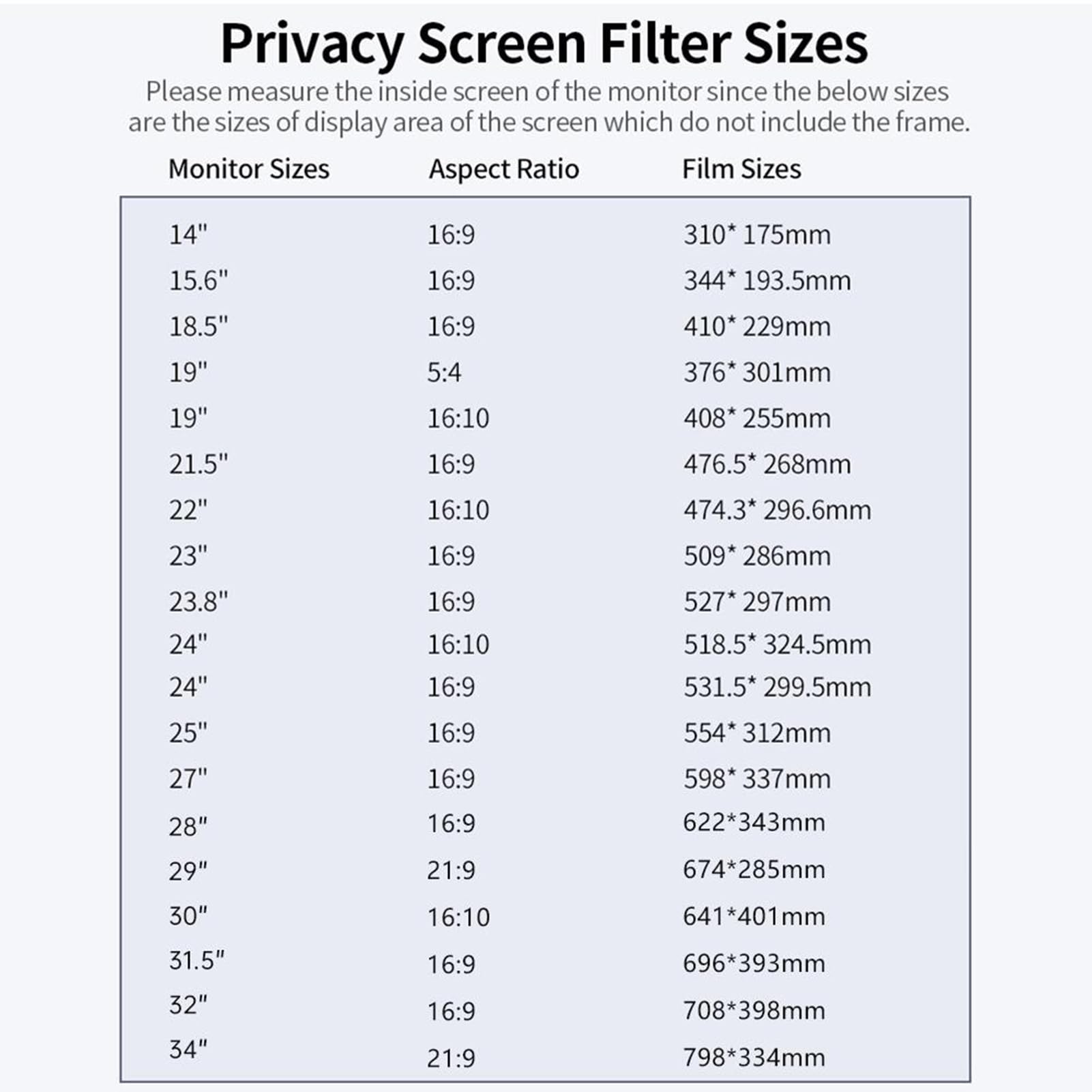 Filtro dello Schermo per la Privacy,Golden Privacy SN Filter Reversibile ad Alta trasmittanza 30° Invisibile Anti-UV antiriflo per Monitor da 19 Pollici