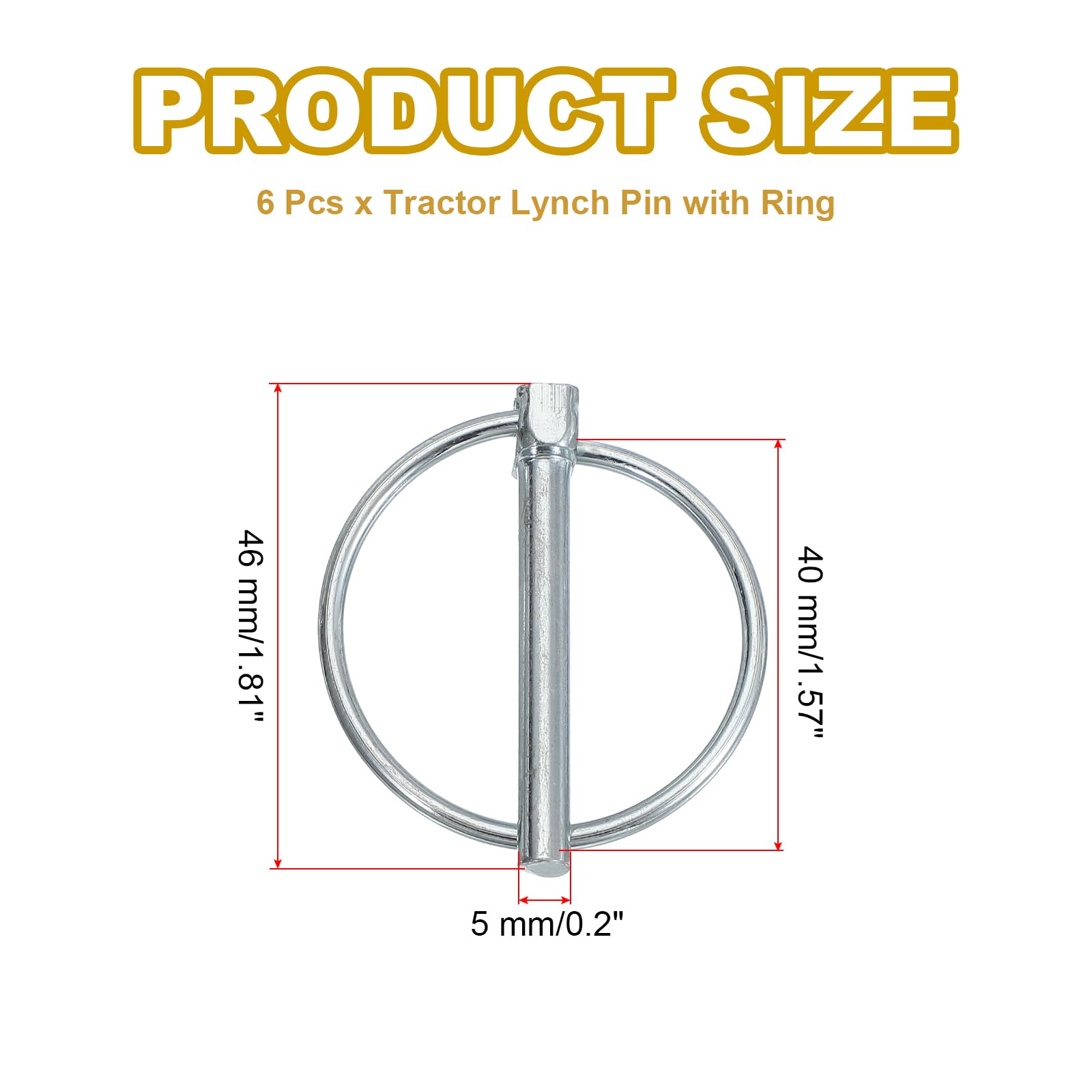 PATIKIL M5x40 mm Tractor Lynch Pin with Ring - Image 2