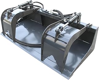 72" Root Grapple Bucket Rake Skid Steer Bucket for Loader Quick Tach Hydraulic Adjustable, Double Hydraulic cylinders