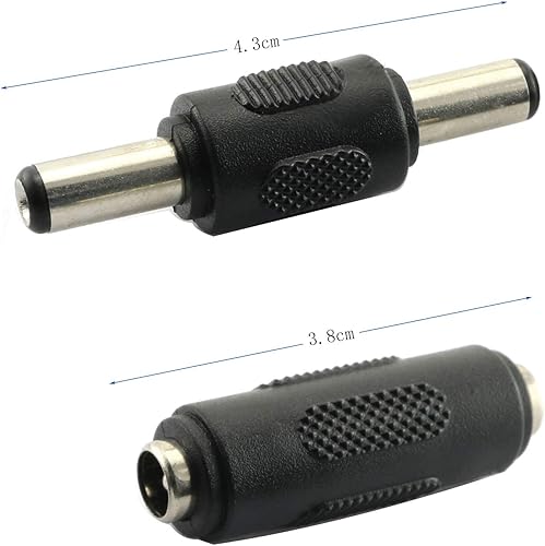 Miniatura 5 de RLECS 2 unids DC 0.217x0.083 in macho a macho conector de alimentación y 2 unids DC 0.217x0.083 in hembra a hembra adaptador de conector de