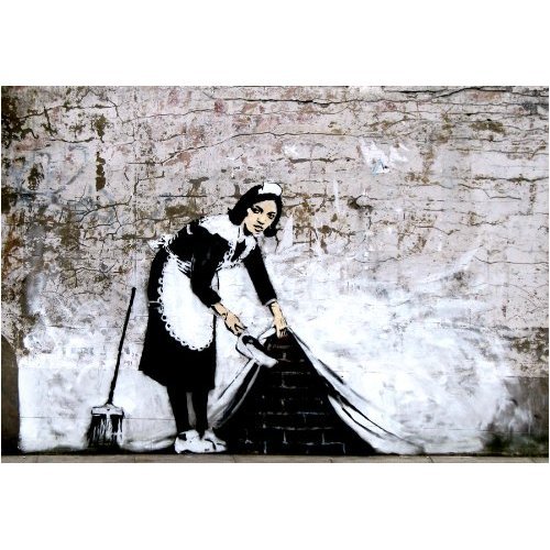 Banksy Cleaning Maid Mini Graffiti Poster Measures...
