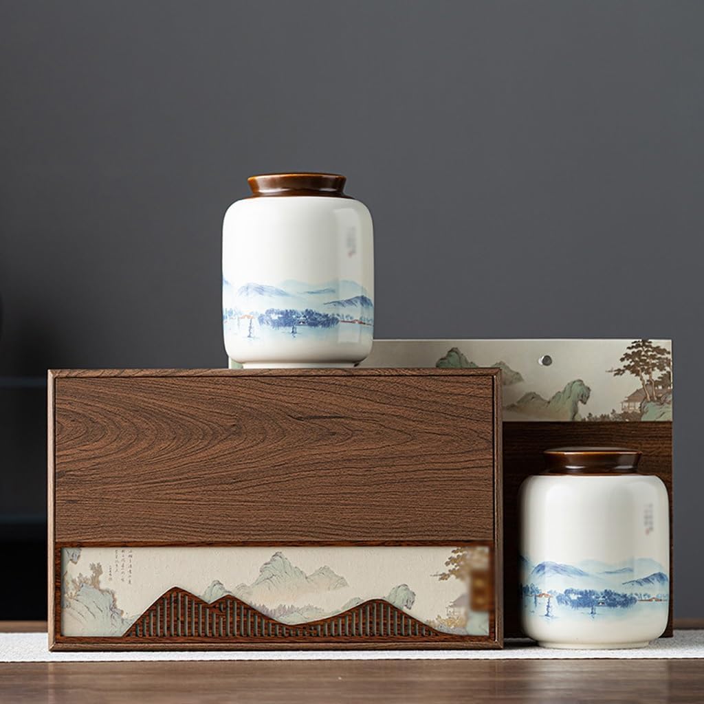 SONGCHAO Sugar Jar Vintage Tea jar, Ceramic Storage, Longjing Green Black Universal Tea Canister