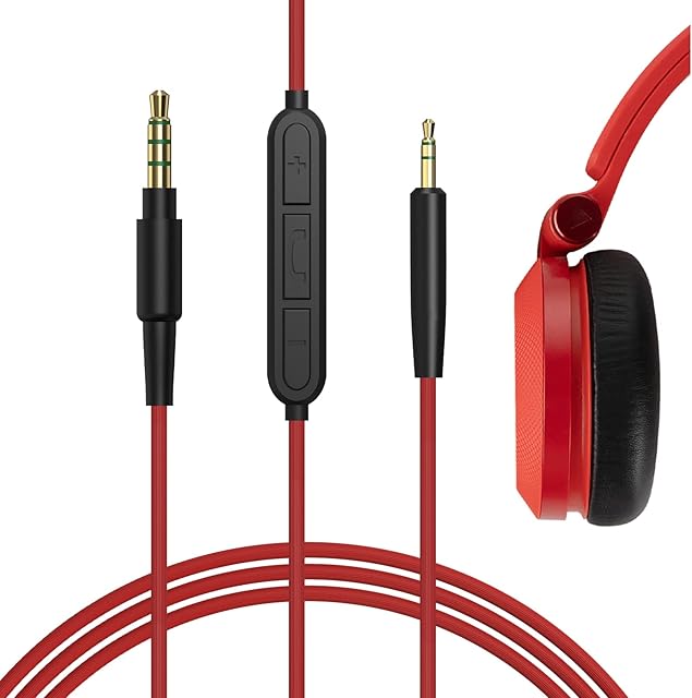 GEEKRIA QuickFit Audio Cable with Mic Compatible with JBL Tune 760NC 750BTNC 700BT 710BT, Live 660NC 650BTNC, Tour One Cable, 2.5mm Aux Replacement Stereo Cord with Inline Microphone (4 ft/1.2 m)