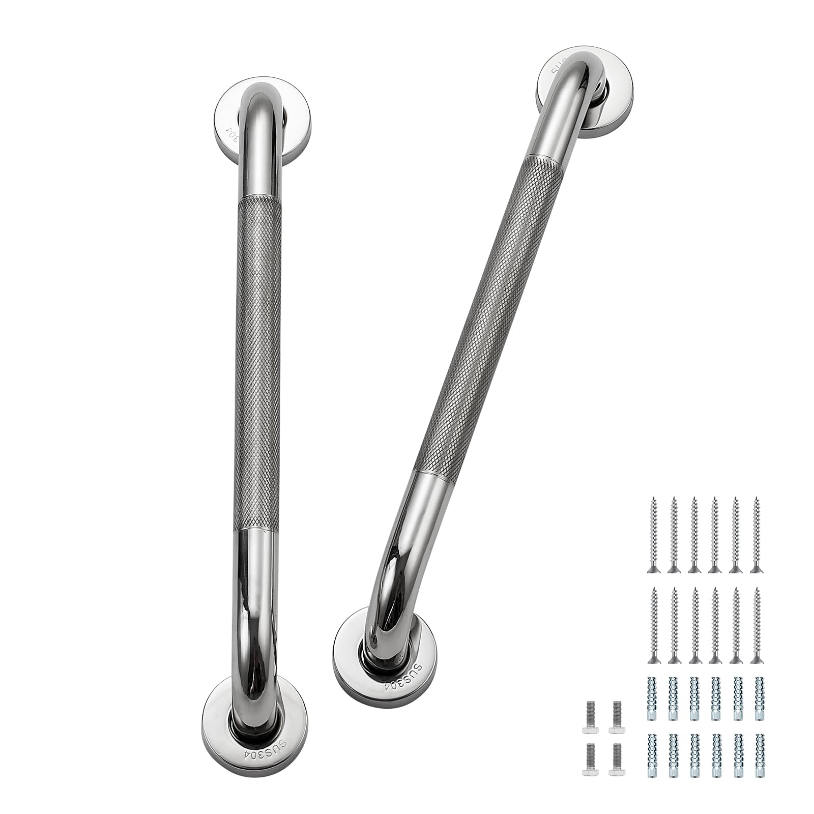 Photo 1 of ***MISSING PIECES SELLING AS PARTS ONLY*** Grab Bars for Shower 2 Pack 16-Inch, Stainless Steel Anti-Slip Safety Shower Handle for Elderly Bathroom Wall Support Handicap Handicap Grab Bars for Seniors, Polished Nickel