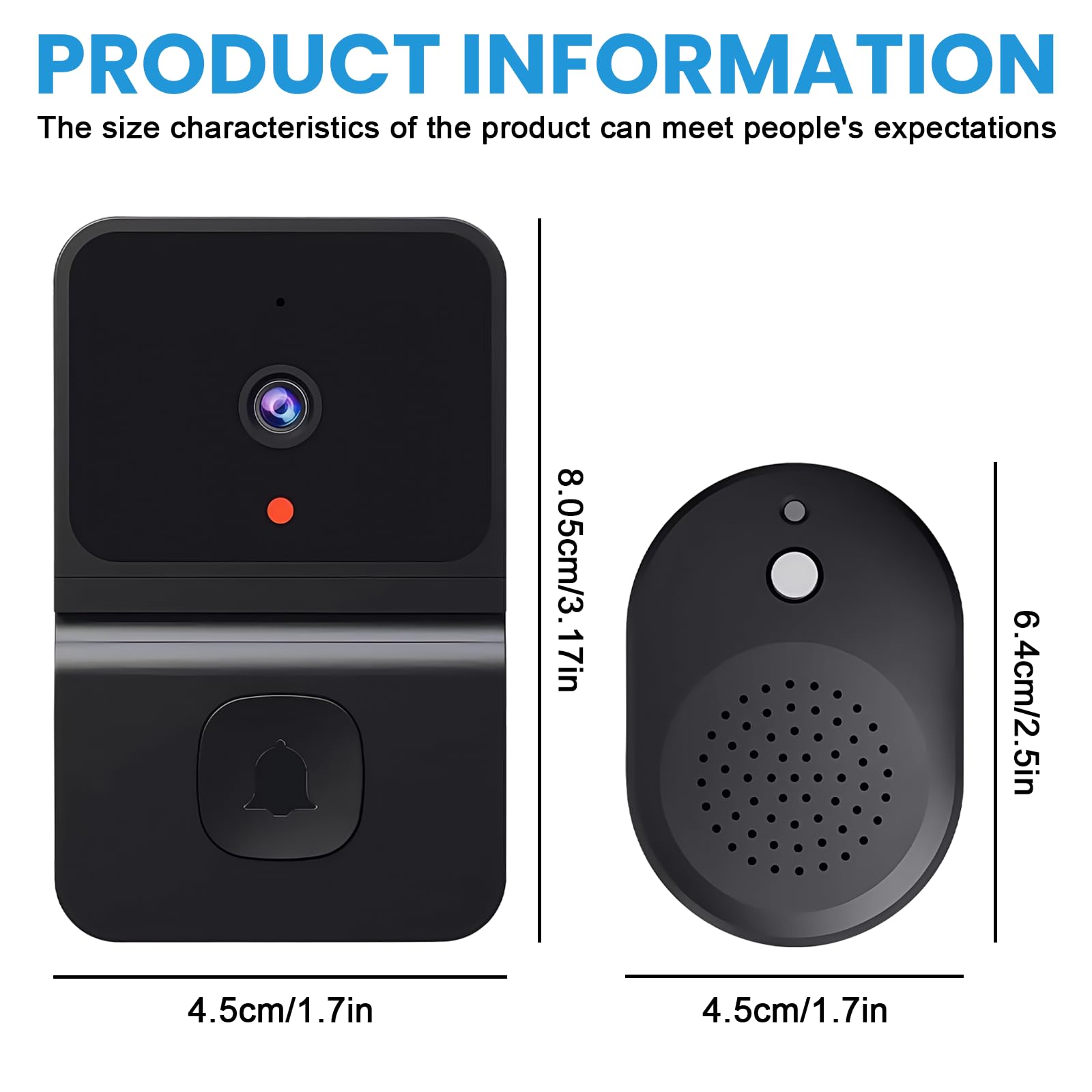 Sporgo Videoportero inalámbrico: Videoportero WLAN 1080P con cámara inalámbrica, WiFi 2,4 G, videoportero de seguridad con visión nocturna por infrarrojos HD/audio de dos vías/campana/soporta SD y