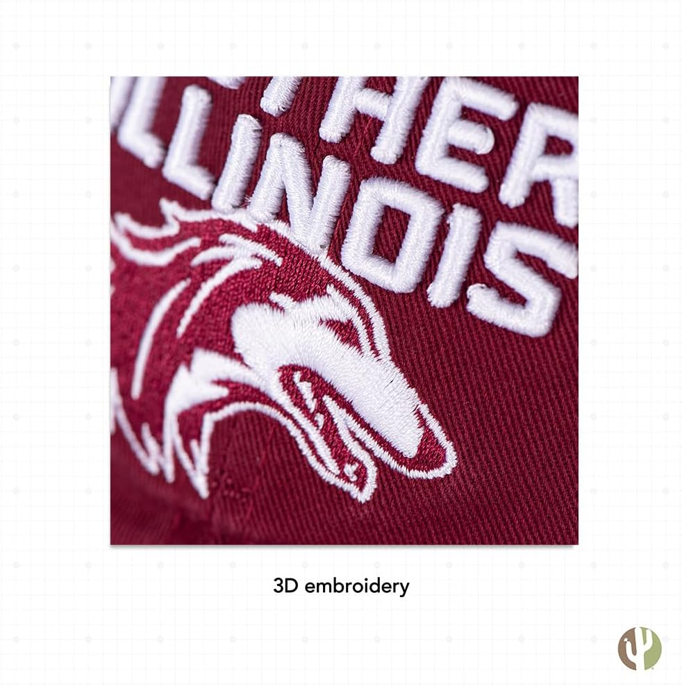 Desert Cactus Southern Illinois University Baseball Hat SIU Salukis Brimmed Embroidered Hats Cap Adjustable Cloth Strap Adult (Style C) Maroon - Image 5