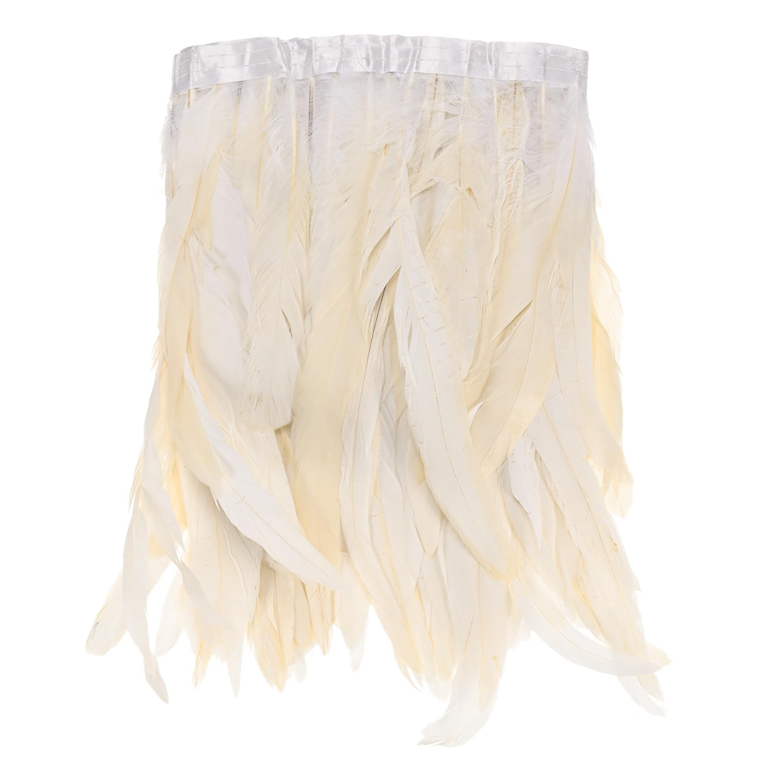 M METERXITY Frangia in piuma di gallo, 18,8 m x 25,4-30,5 cm, bordo in piuma naturale soffice, per lavori fai da te, cucito, abbigliamento da festa, decorazione abito da sposa, acchiappasogni [bianco]