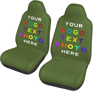 Custom Car Seat Cover Front Seats-Funny Seat Covers for Cars-Trucks-SUV Personalized Car Accessories Personalized Winter Car Seat Cover Olive Drab Seat Covers for Cars, Set of 2