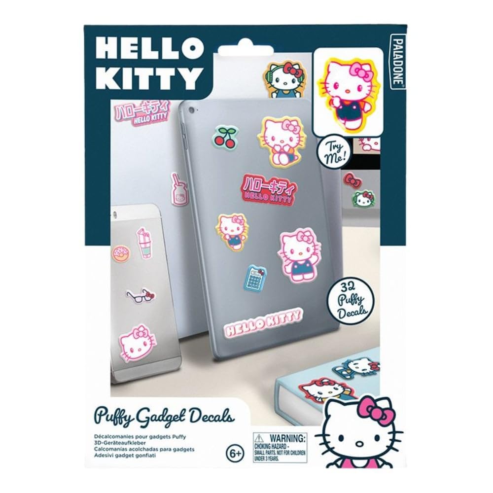 Hello Kitty - Adesivi con licenza ufficiale Puffy Gadget include 32 adesivi 3D a forma di gatto dei cartoni animati, regalo e decorazione per donne e ragazze Paladone