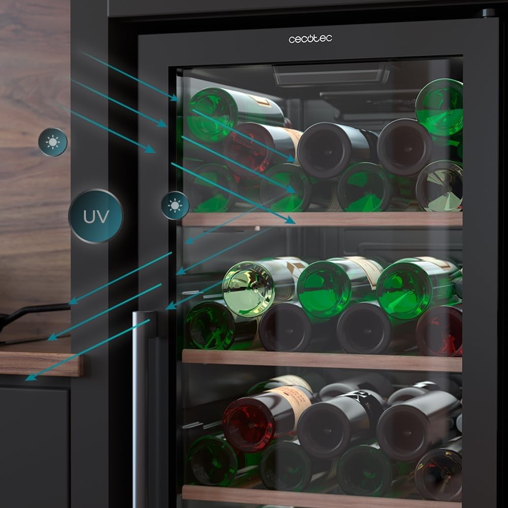 Cecotec Cantinetta 98 Bottiglie Bolero Grand Sommelier 98000 Black: Cantinetta Da 128,5 cm Con Sistema Di Raffreddamento Silenzioso A 41Db E Pannello Di Controllo Tattile