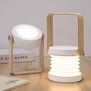 Foldable Camping Lantern with Wooden Handle - Portable LED Lamp