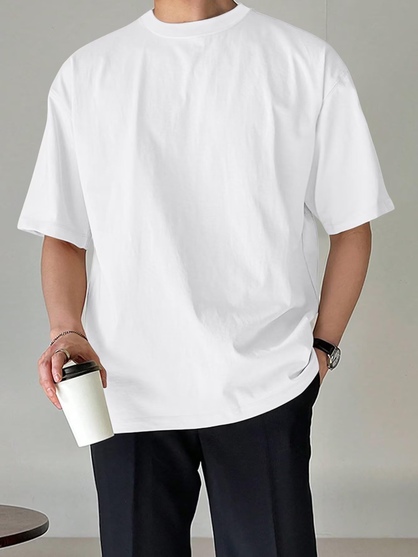 Paquete de 2 camisetas casuales de manga corta con cuello redondo para hombre, suaves, cómodas, para uso diario — view 5