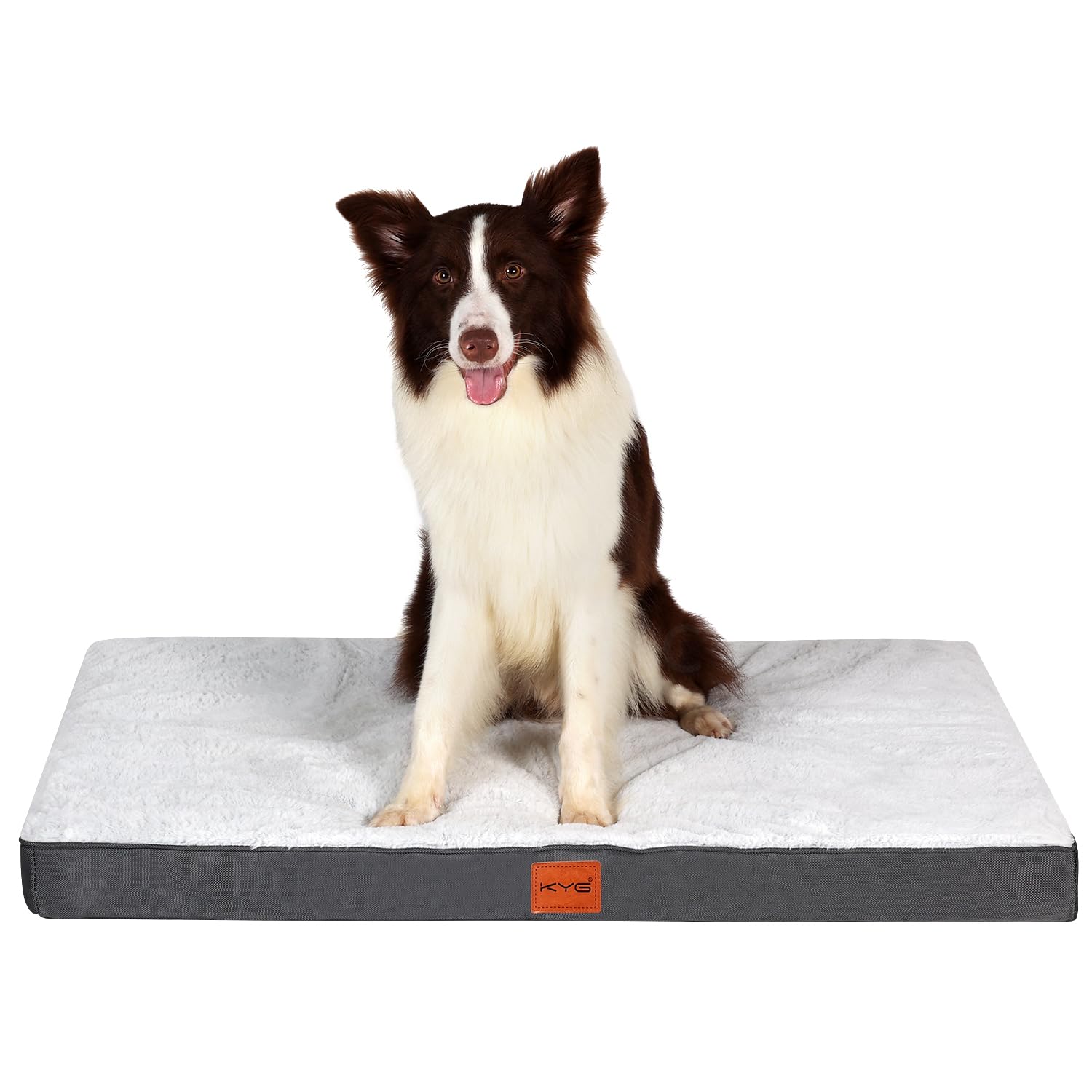 KYG Cojín Grande para Perro, Cama para Perro, Cama para Perro Interior de Espuma de Huevo, Colchón para Perro con Forro Impermeable, Estera para Eerros Extraíble y Lavable, Gris, 90 * 60 * 8cm