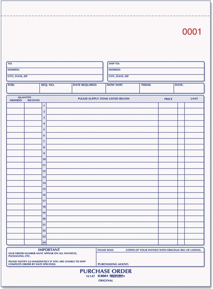 RED1L147 - Rediform Purchase Order Book