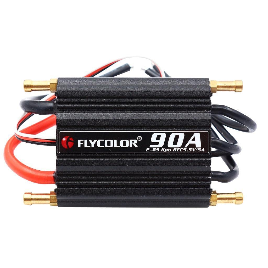 RC Boat bezszczotkowy ESC - FlyMonster 90A elektryczny kontroler z SBEC do łodzi wyścigowych DIY, szybka reakcja przepustnicy i płynna liniowość sterowania, odpowiedni do łodzi poniżej 100