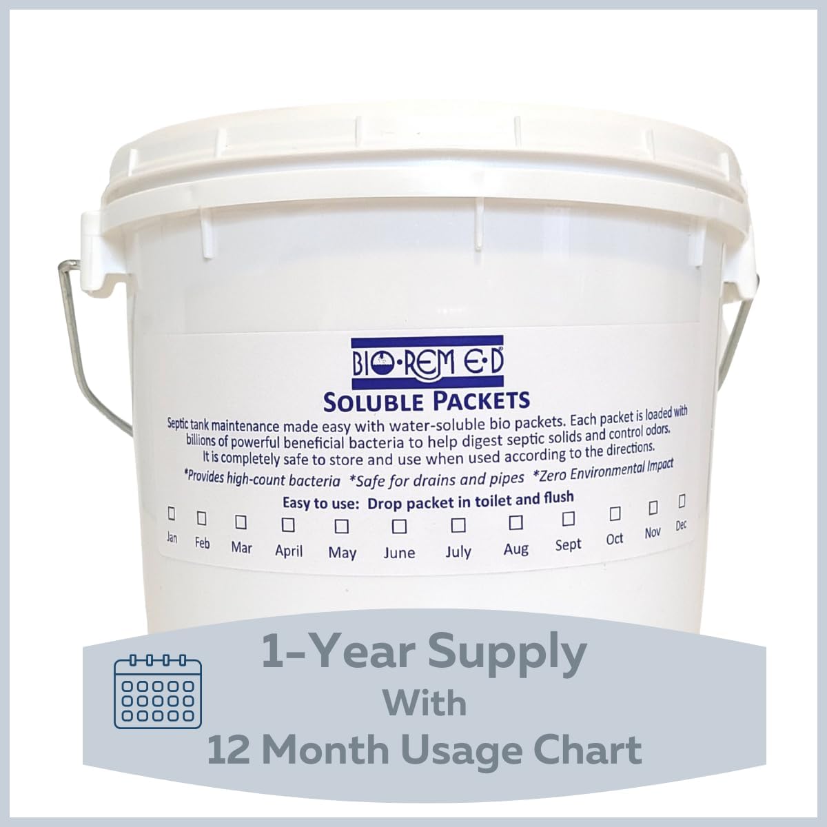 Industrial Strength Septic Tank Treatment, Flushable live Bacteria Packets, Dissolvable Sewer & Drain Line Treatment to Prevent Expensive Sewage Backups, 1-Year Supply (12 Packets)