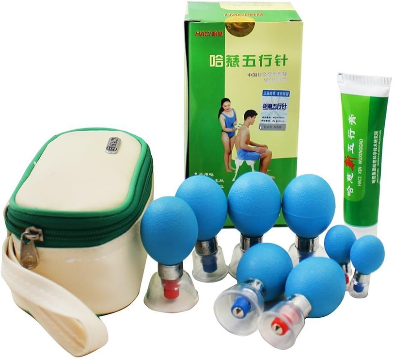 (English Manual) Haci Magnetic Cupping Set with Silicone Bulbs for Traditional Chinese Cupping Therapy