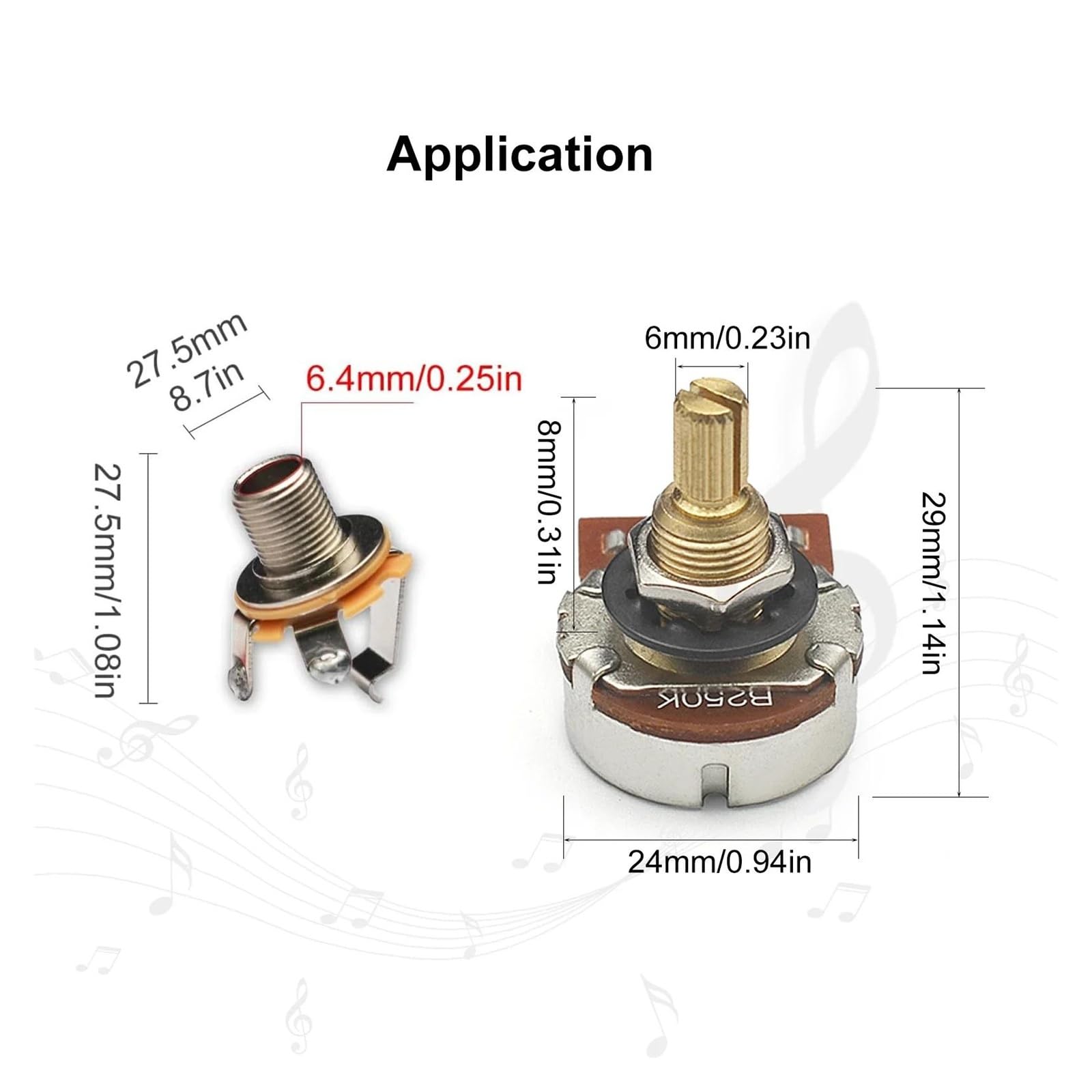 Kit de cableado de guitarra profesional con potenciómetro de 250 K