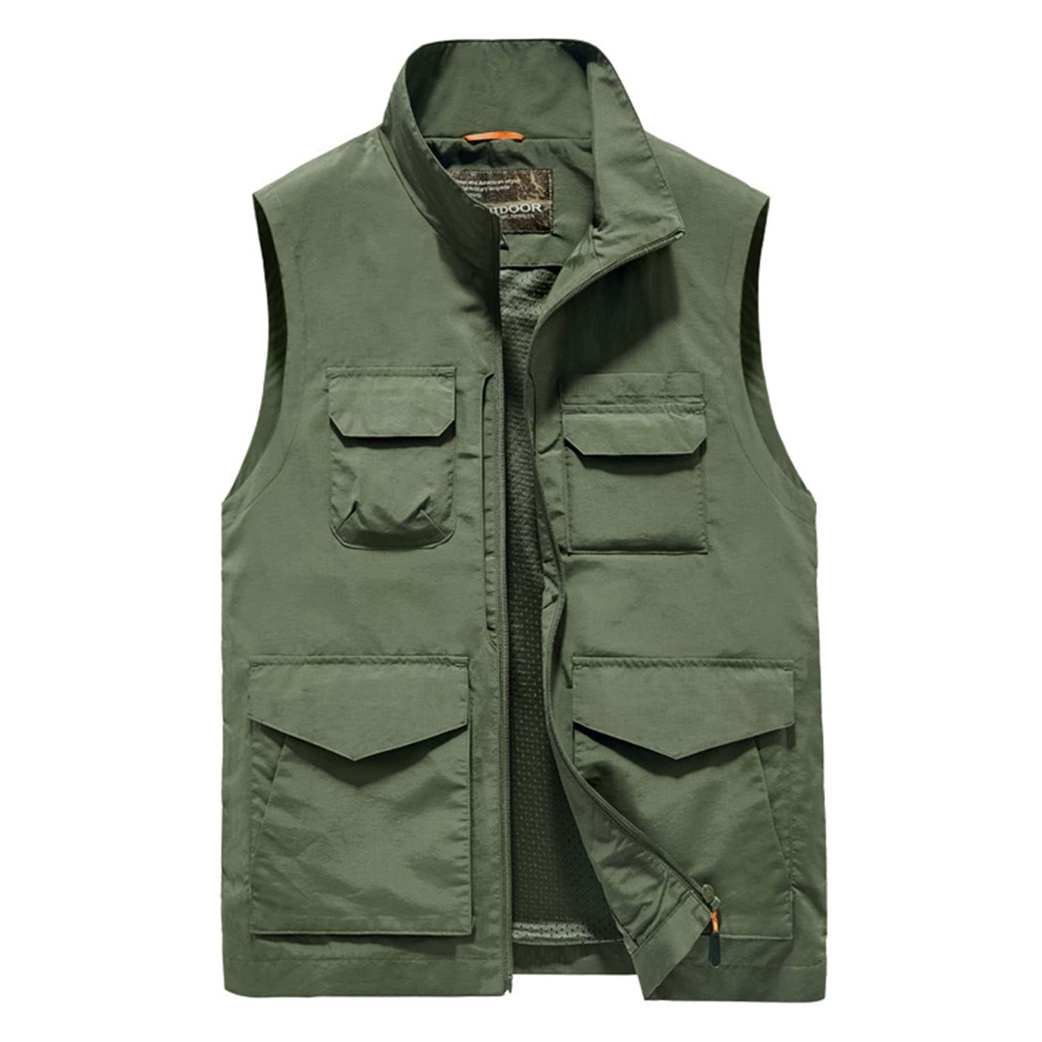 Hombres Chaleco Primavera Y Otoño Casual Transpirable Chaqueta Sin Mangas Multi-Bolsillo Chaqueta Pesca Al Aire Libre Viajes Chaleco