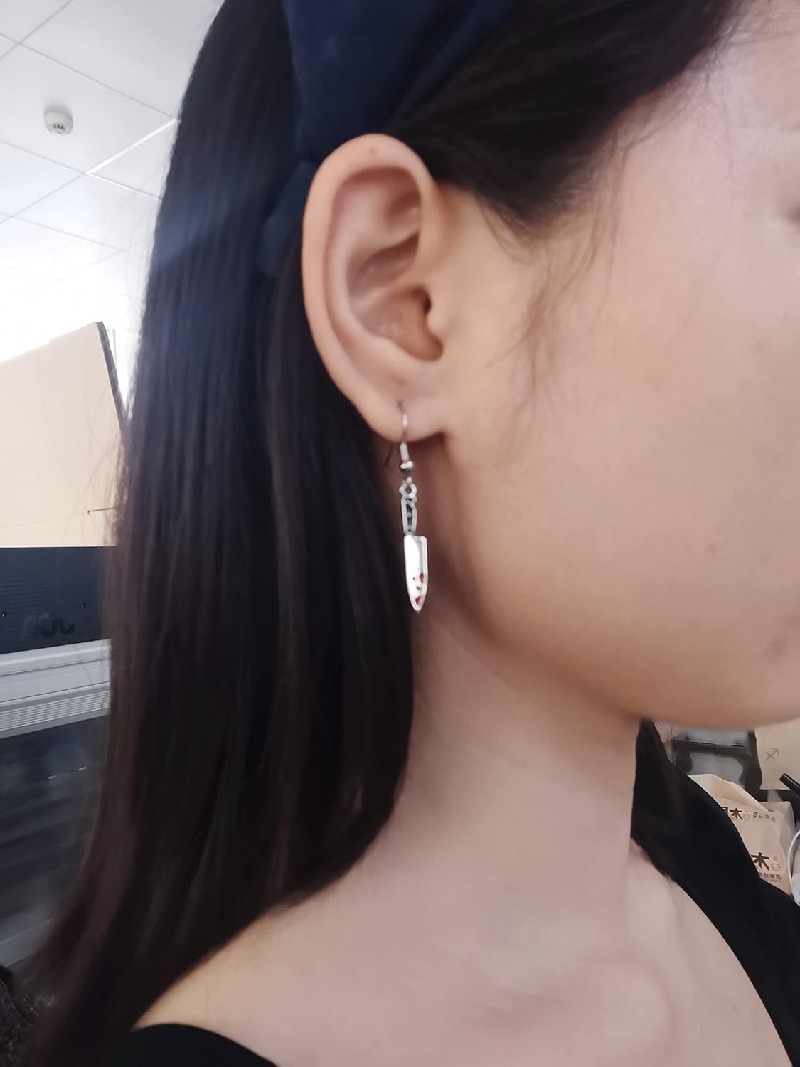 Enamel Red Bloody Knife Necklace for Halloween 18 in Christmas Drop Dangle Earring - Image 7