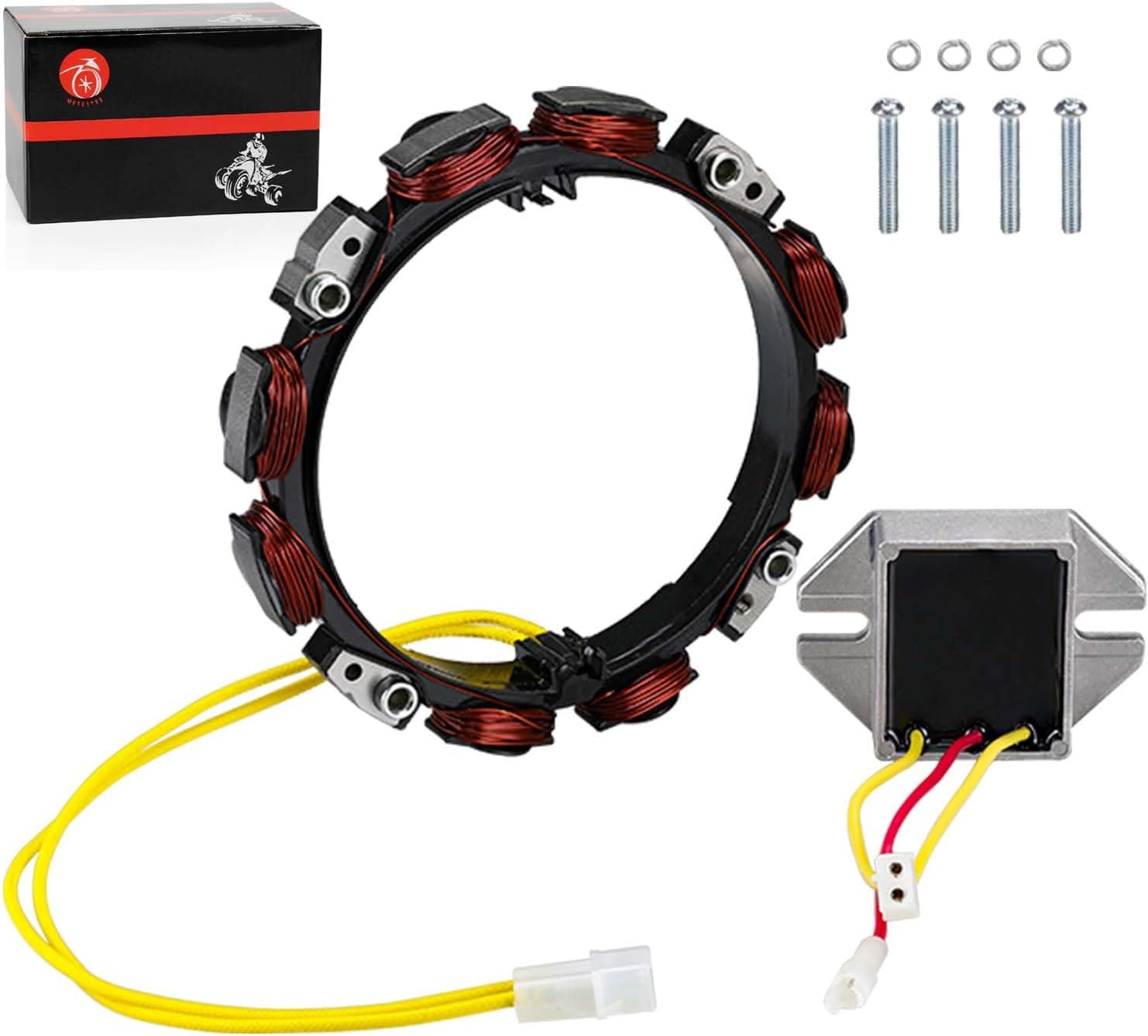 Alternator Stator Coil 2Pin w/Regulator For Briggs & Stratton Engines 10-16 Amp 592830 Replaces for OEM 592830, 696458, 691064, 393295 845907 394890 797375