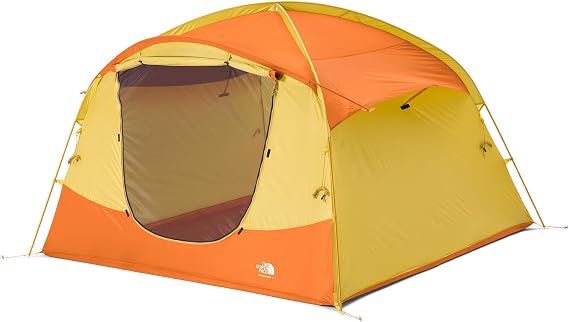 THE NORTH FACE Sequoia 4 Tent - Four-Person Waterproof Camping Tent, Spacious & Easy to Set Up, 2 Zipper Doors, Yellow Silt/Desert Rust, One Size