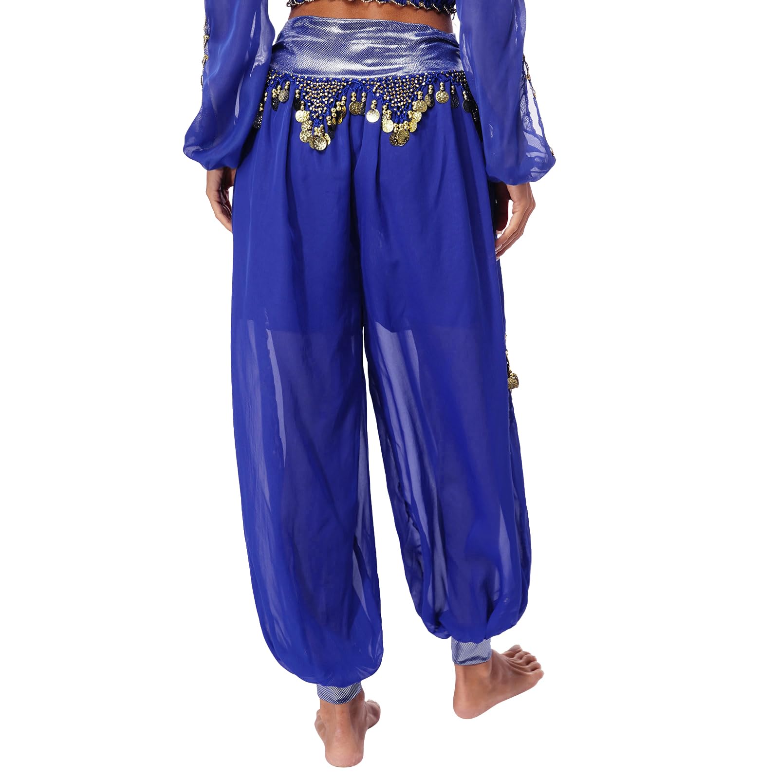 TTAO Femme Pantalons Danse Orientale Pantalon Sarouel Paillette Pantalon Longue Danse du Ventre Déguisement Indien Princesse Costume Spectacle