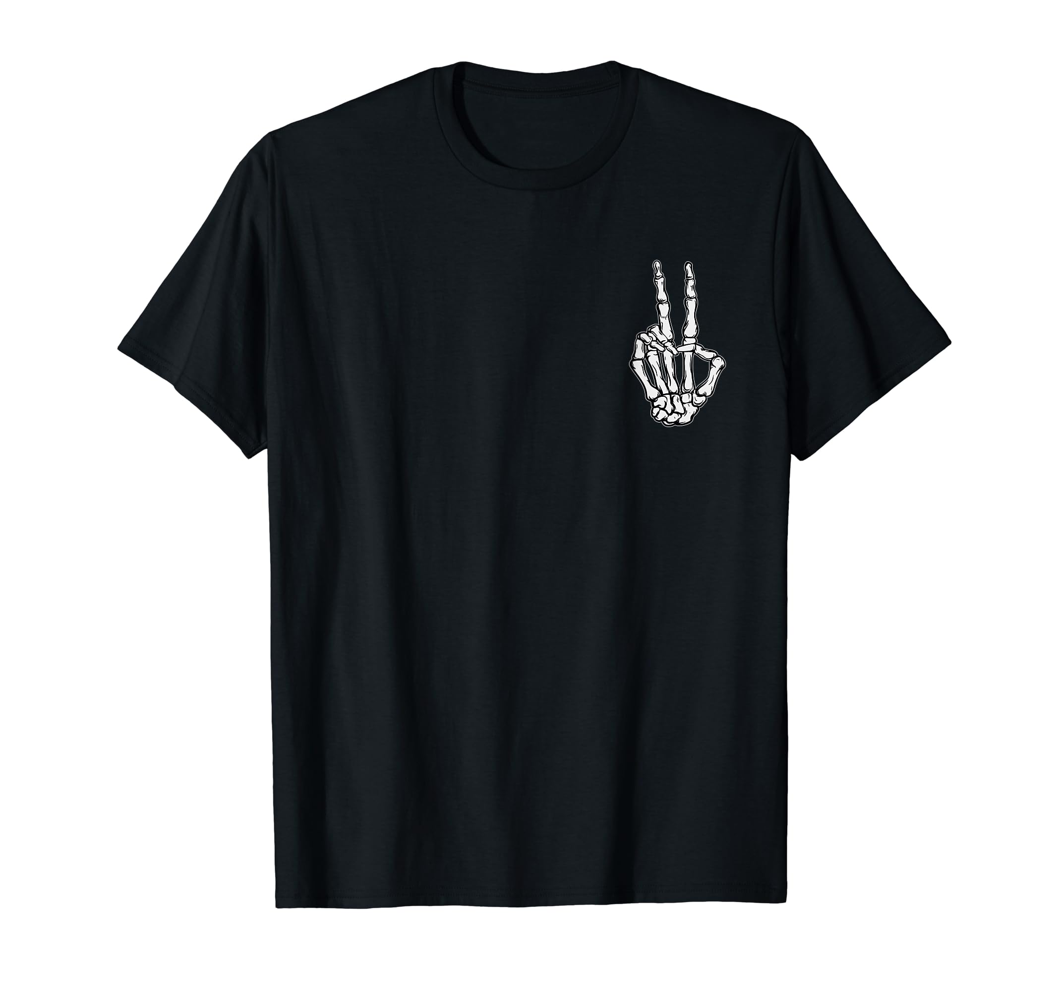 Skeleton Peace Sign Victory Hand Sign Pocket Design T-Shirt