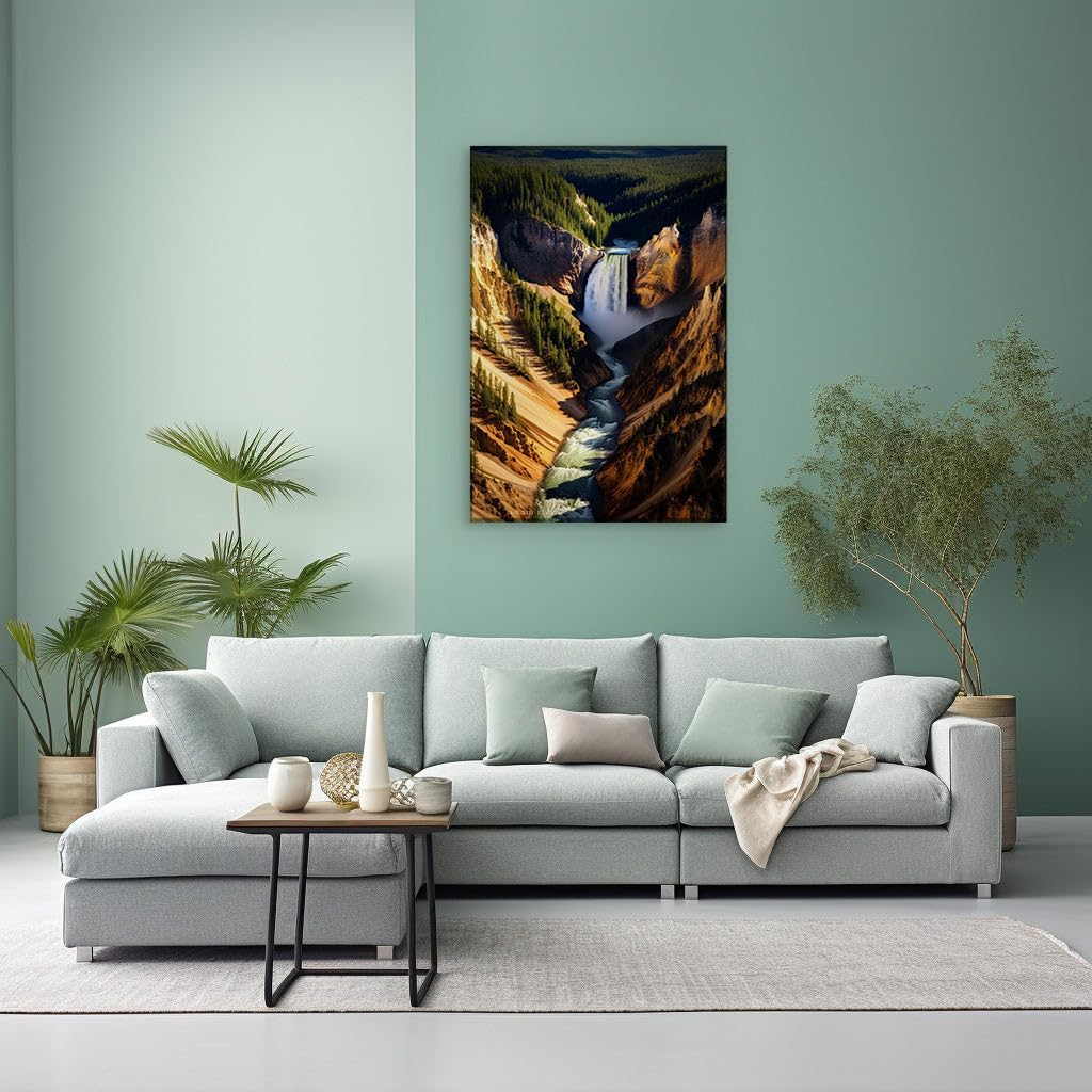 Canvas for Living room. Majestic Cliffs and Sparkling Waterfalls: Discover Nature's Serene Beauty, 27 x 18 inch Canvas Wall Art - Contemporary Masterpieces - Modern Home Decor - 69x46 cm (27x18 inch)