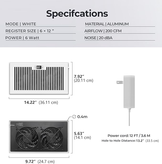 Ventilador Booster Silencioso BIOWIND 6"x12" Blanco miniatura 6