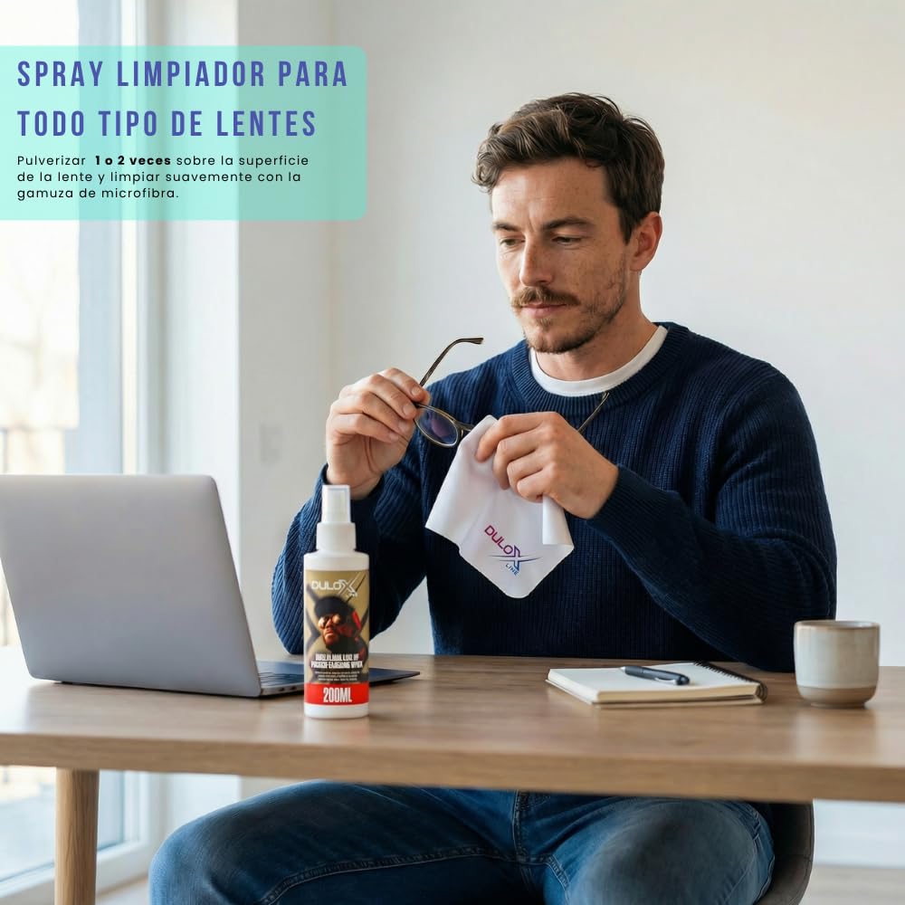 Kit Spray Limpiador Gafas 200ML + 2 Botes Limpia Gafas 30ML + 3 Gamuzas Microfibra 18X18CM + Destornillador – Pack Limpia Lentes 200ML + 2 Limpia Lentes 30ML + 3 Paños de Microfibra + (Kit.200) — view 2