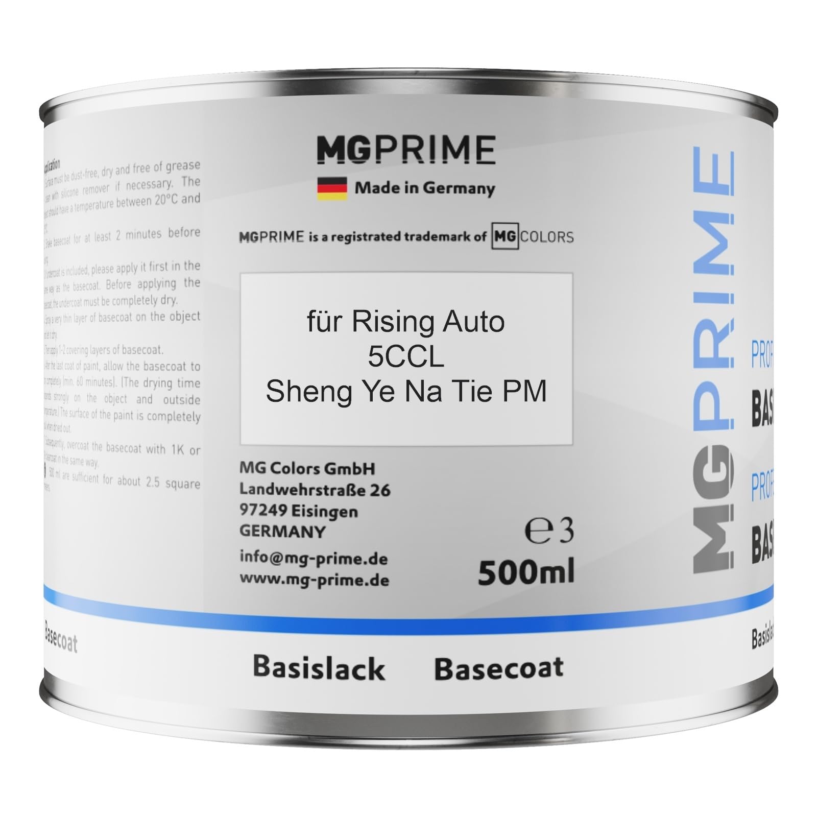 MG PRIME Lakier samochodowy Zestaw puszka gotowa do natrysku dla Rising Auto 5CCL Sheng Ye Na Tie PM lakier bazowy + lakier bezbarwny 2K 1,25L