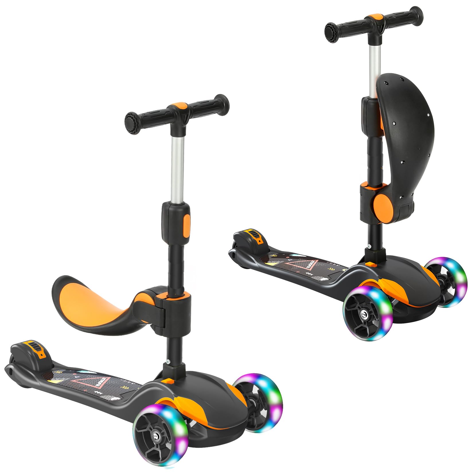 Kinderroller, Roller Kinder mit LED-Rädern, Kinder Scooter mit Stufenlos Einstellbar, Faltbarer Kinderroller ab 3 Jahren