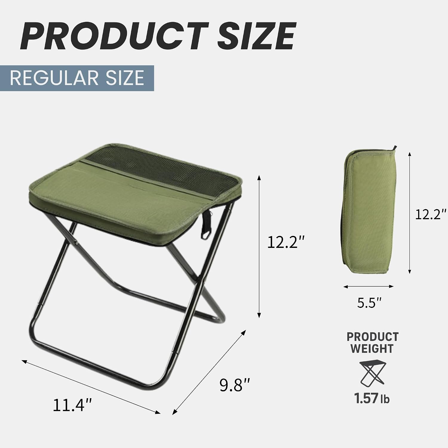 Folding Camp Stool, Lightweight Foldable Camping Stool, Compact Mini Chair for Outdoor Activities, Hiking, Fishing, and Travel, Portable and Durable, Holds Up to 265 lbs (Regular)
