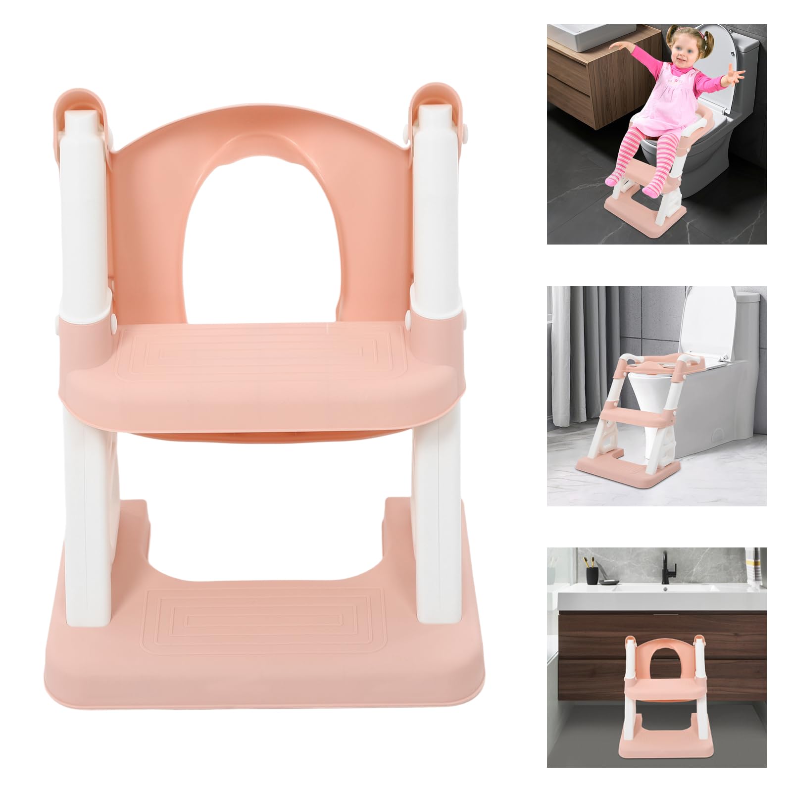 Siège de toilette pour enfants, avec escalier et poignées, hauteur réglable, pliable, pour enfants, garçons, filles, bébés