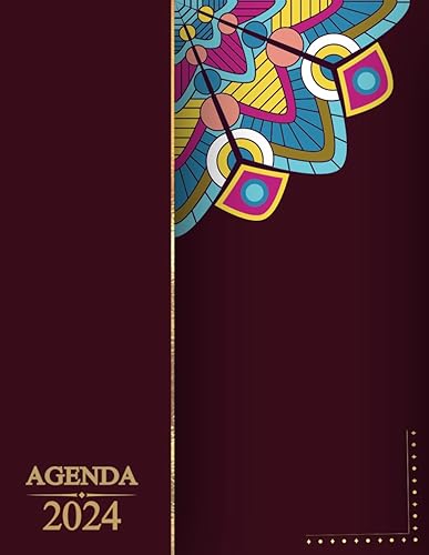 Agenda 2024 semainier: Planificateur professionnel grand format a4 1 semaine sur 2 pages avec Heure - 365 jours , Organisateur de 12 Mois .