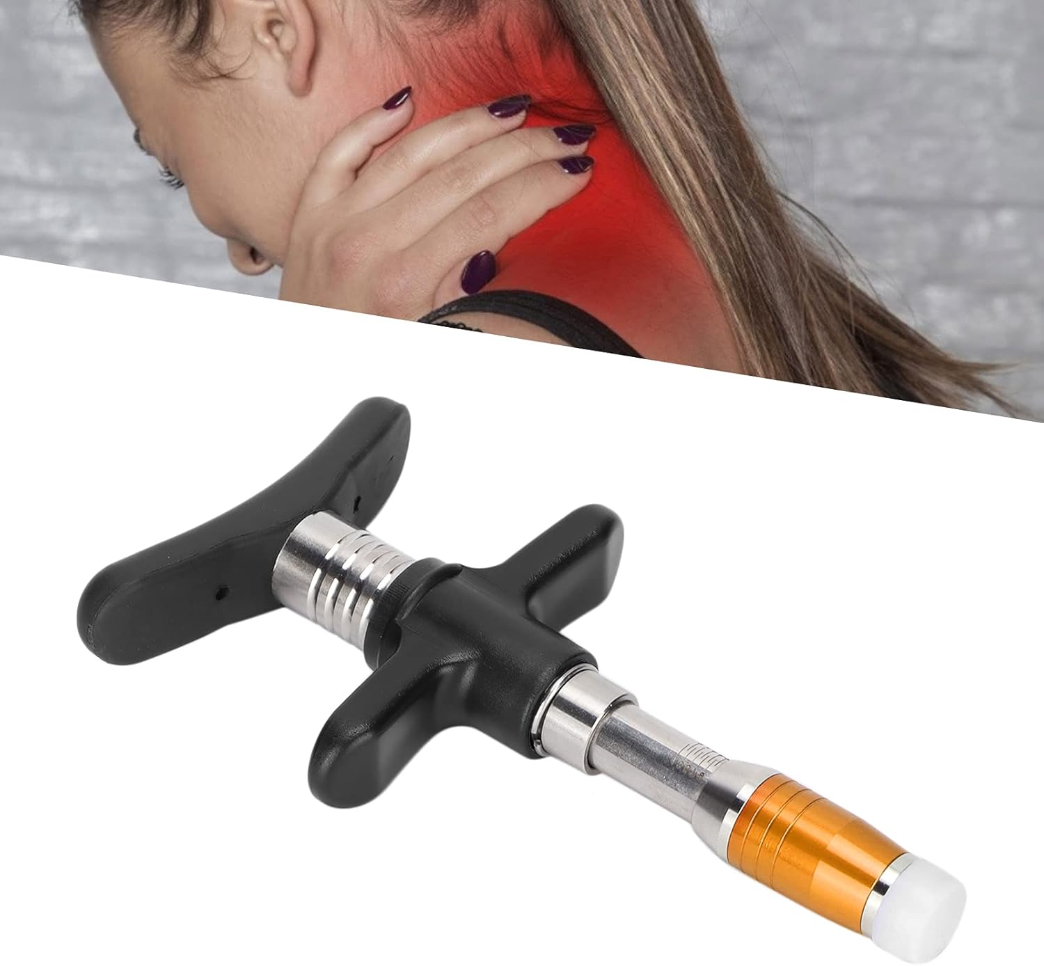 ZJchao Chiropractic Adjustment Tool, 10 Levels Manual Single Head Spinal Massager Hand Back Massage Tool Gun Device Portable Chiropractic Adjustment Tool (Gold)