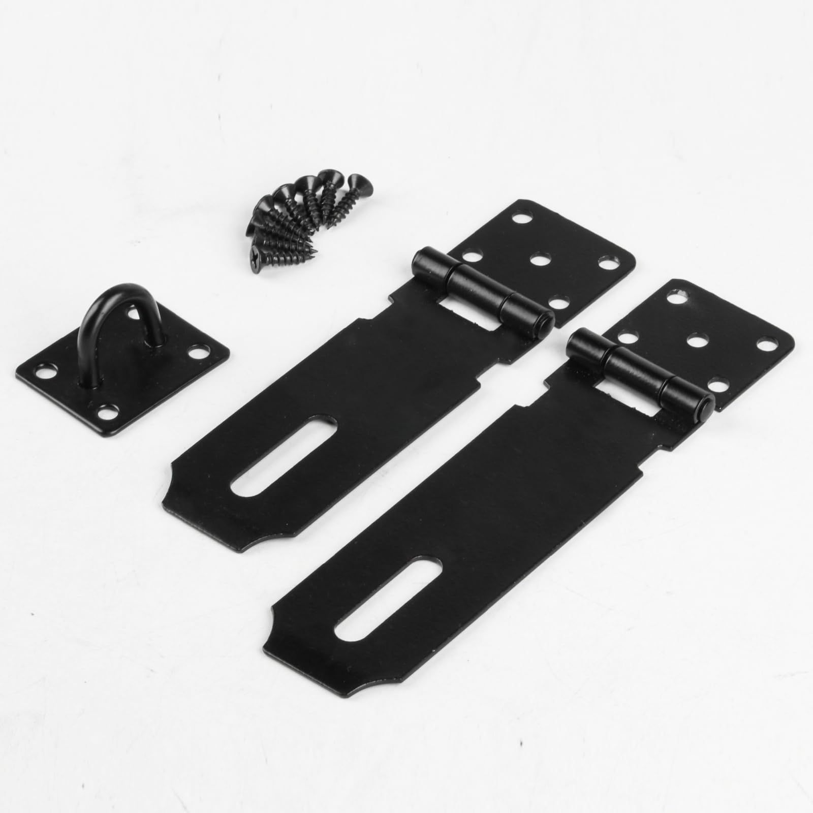 2 Pz Lucchetto Hasp in Acciaio Inox, Chiusura a Viti Hasp, Lucchetto a Gancio di Sicurezza da 127 mm/106 mm per Armadietti, Cancelli, Capannoni, Serratura Porta Interna Esterna (Nero)