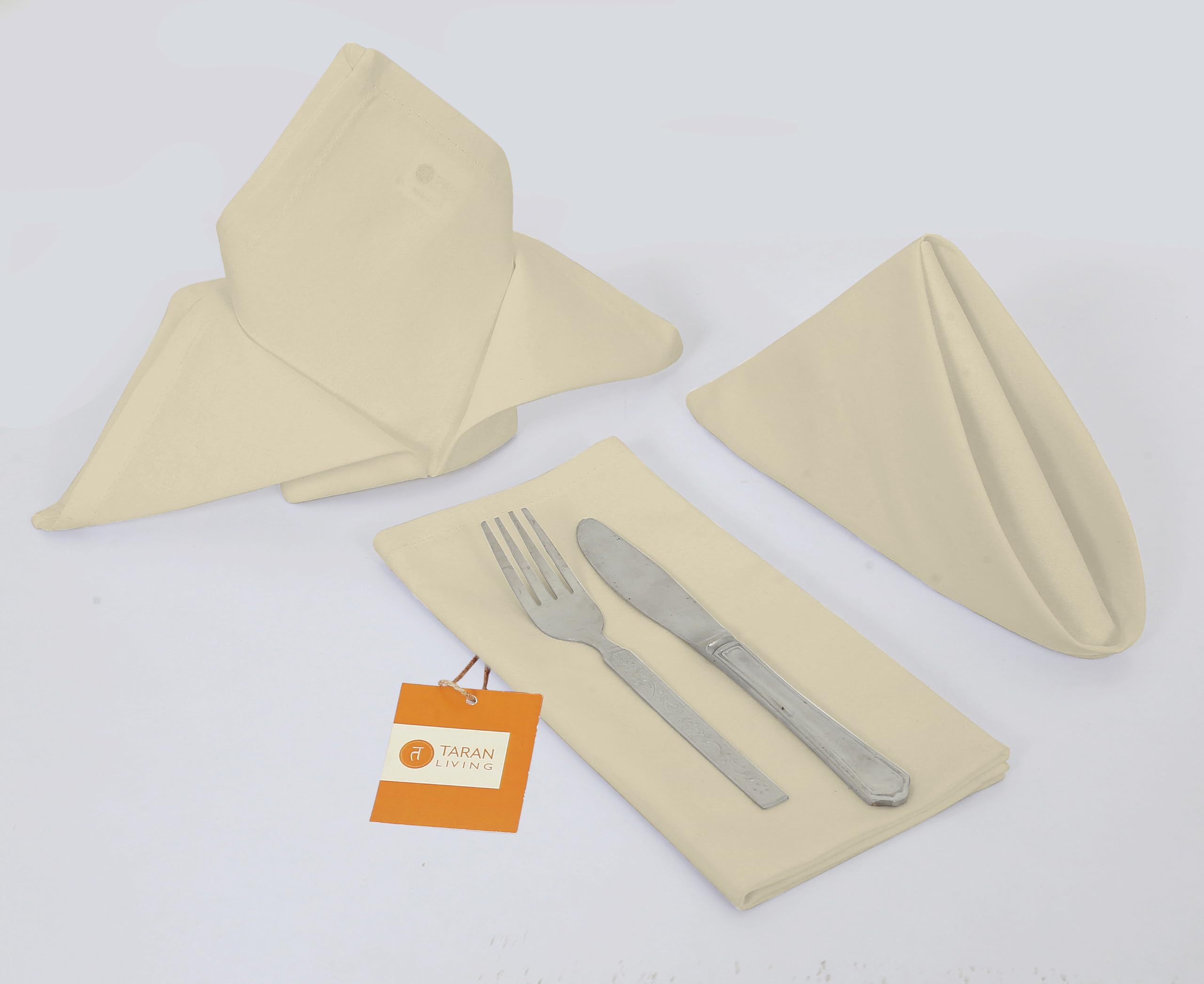 Servilletas de tela suaves y lavables juego de 12 piezas beige de 18x18 pulgadas para comedor