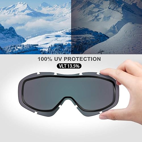 Miniatura 106 de OutdoorMaster - Gafas de esquí/snowboard para hombres, mujeres y jóvenes, 100% protección contra rayos ultravioleta, para usar sobre los anteojos