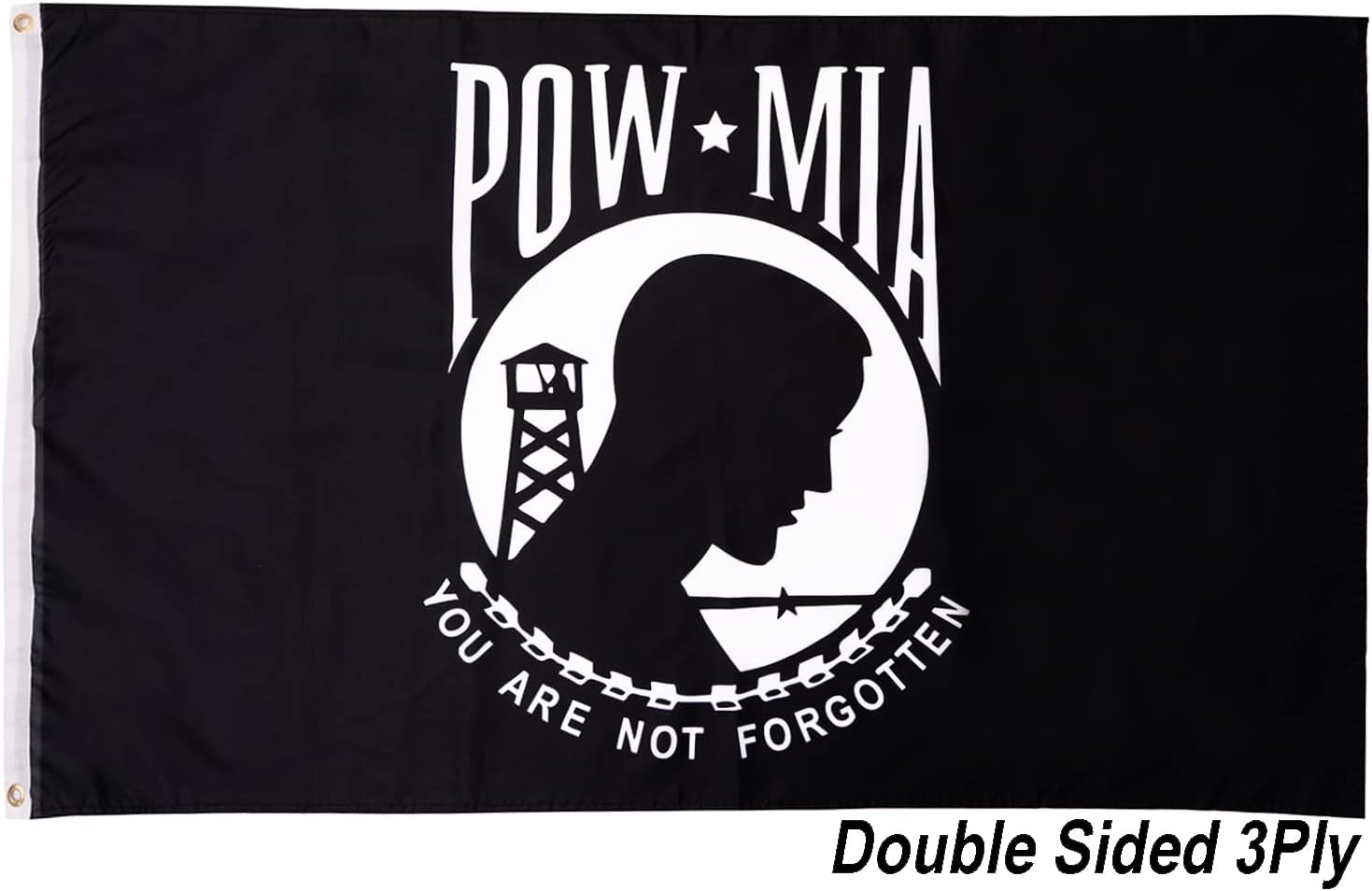 Homissor Pow Mia Flag 3x5 Outdoor Double Sided - Heavy Duty Military Army Pow Flags You Are Not Forgotten Prisoner Of War Banners With Brass Grommets (Pow Mia Flag Double Sided) : Patio, Lawn & Garden
