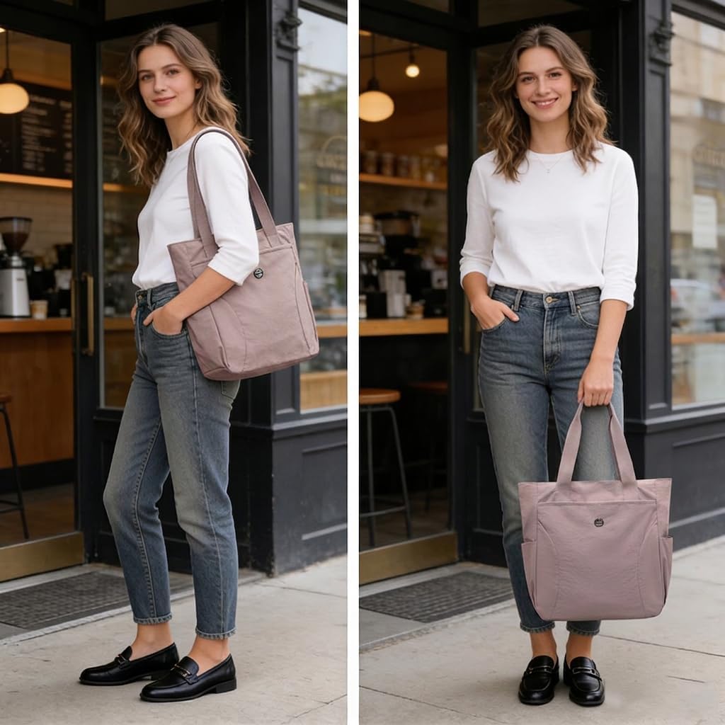 Tote Handbags for Women, Nylon Shoulder Purse Hobo Bag with Zipper, Satchel Top Handle Everyday bags
