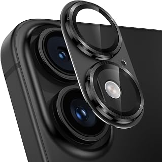 相机膜 iPhone16/16 Plus用 相机保护 全面保护 9H钢化玻璃 铝合金 苹果16/16plus 镜头盖 耐冲击 防过曝 黑边 超高透过率 iphone16/iphone16plus 相机套 保护器 黑色