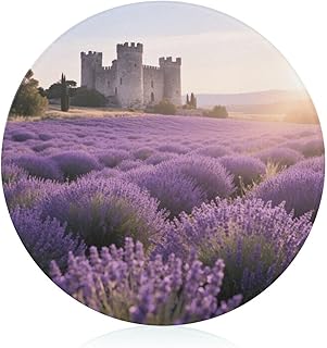 Cutting Board Lavender Fields And Castles Printed Cheese Delicatessen Cutting Board Round Tempered Glass Suitable for Kitchen Table Centerpiece