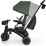 Kinderkraft Jazz 3 Dreirad faltbar ab ca. 9 Monaten bis 25 kg, 360° drehbarer Sitz, Halbliegeposition vorwärts/rückwärts, UPF 50+ Verdeck wasserabweisend, Freilauf & Lenkermodus, Grün - 8